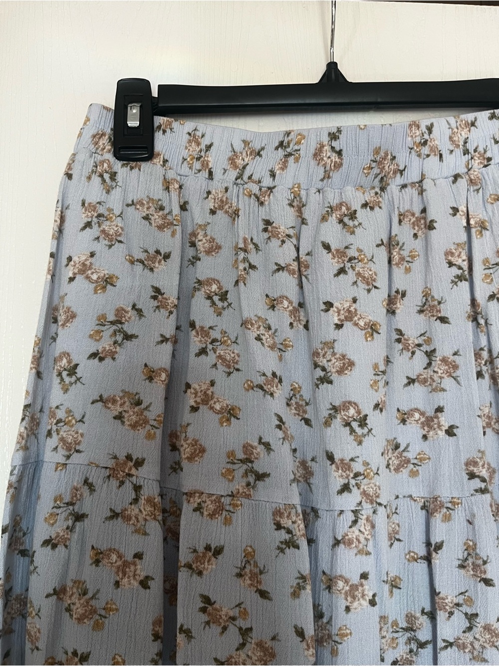 Floral Tiered Light Blue Women's Skirt